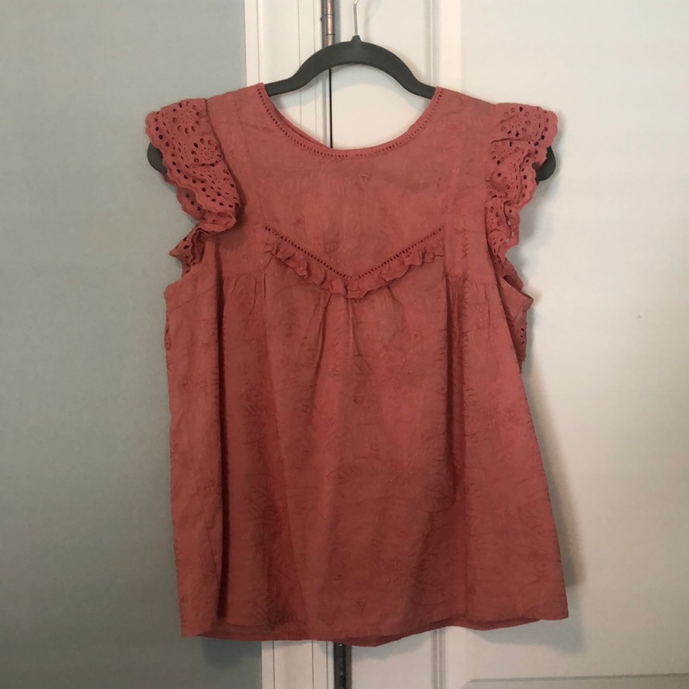 Calligraphie salmon colored cut out top